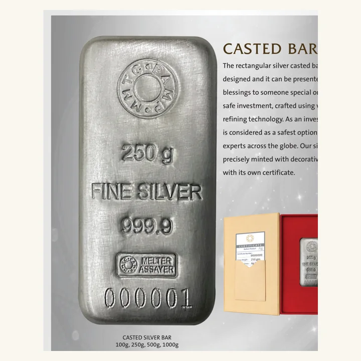 Casted Silver Bar, MMTC-PAMP silver bar