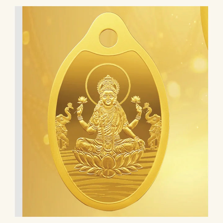 Goddess Lakshmi Gold Pendant, MMTC-PAMP gold pendant