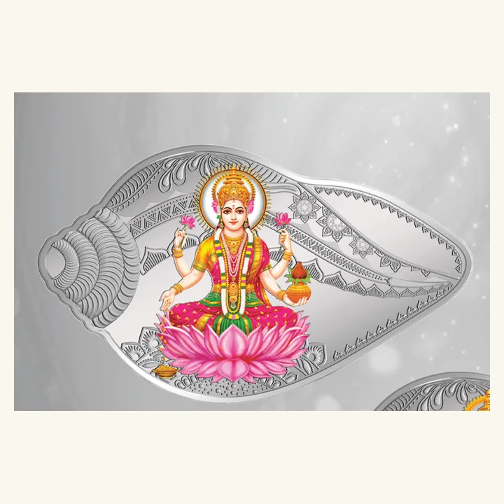 Goddess Lakshmi Shankh Silver Coin, MMTC-PAMP silver shankh coin