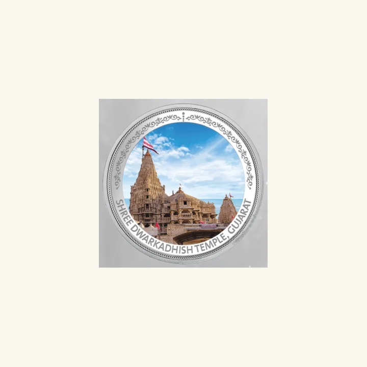 Shree Dwarkadhish Temple Silver Coin, MMTC-PAMP silver coin