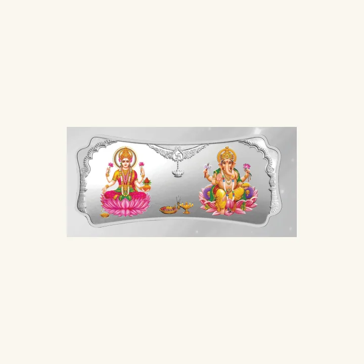 Stylized Goddess Lakshmi and Lord Ganesha Silver Coin, MMTC-PAMP silver coin