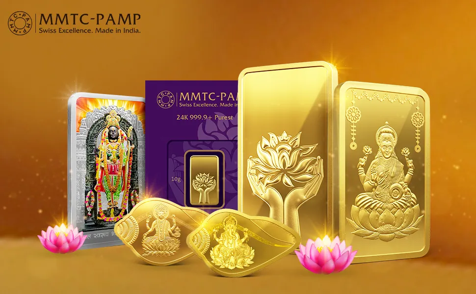 MMTC-PAMP 24K 999.9 pure gold coins, gold bars and silver products — Rithika Gold authorised dealer Kukatpally Hyderabad